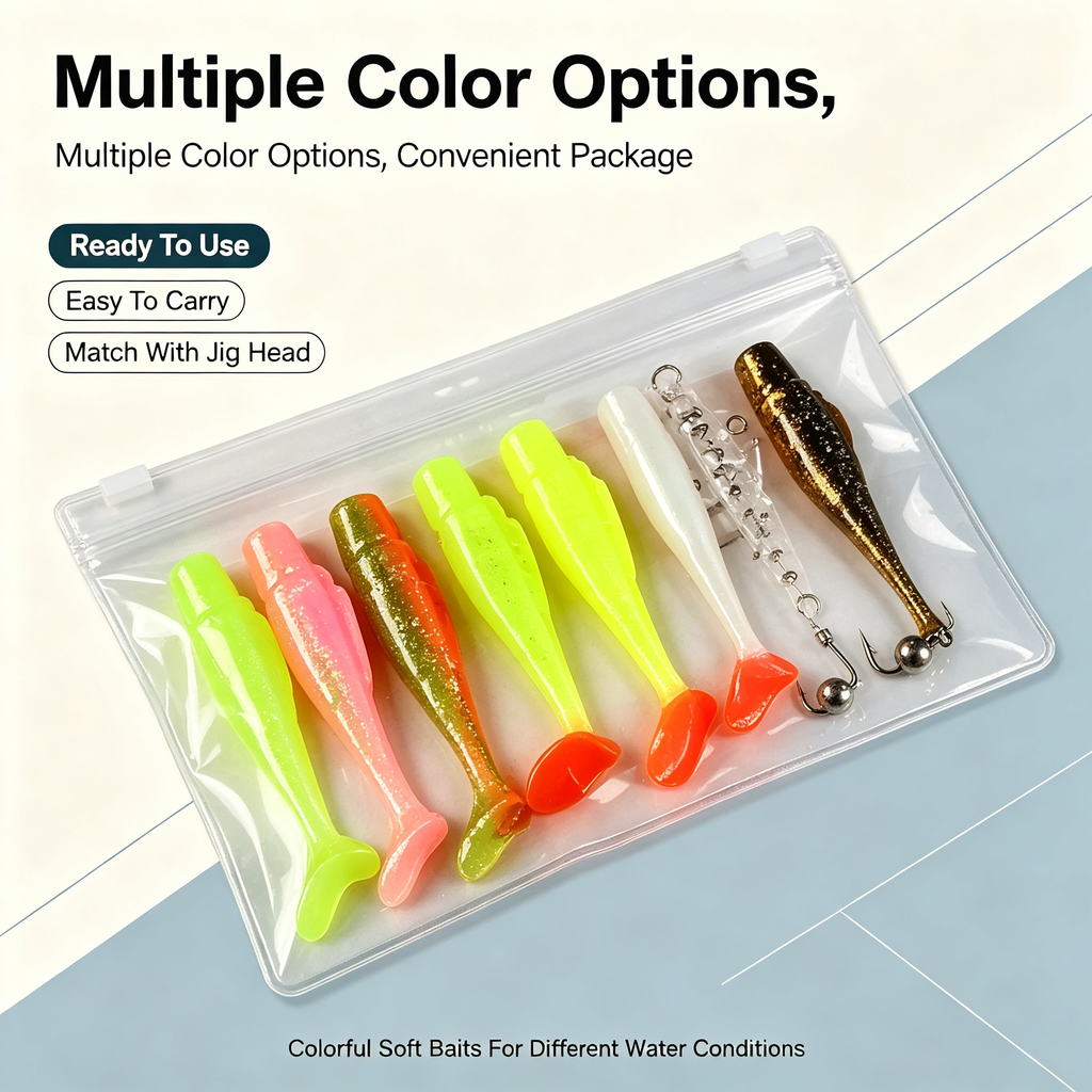 Ultra Soft Finned T-Tail Soft Lure, Bionic Silicone Bait, Freshwater Fishing Tackle for Bass, Snakehead, Match with Jig Head 电商主图提示词生成 (24)